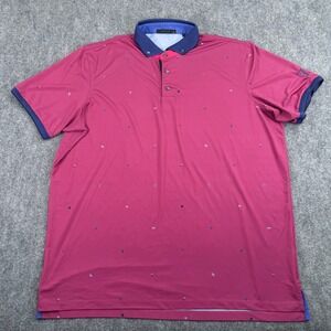GREYSON Polo Shirt‎ Mens Extra Large Red Print Logo Short Sleeve Golf Casual